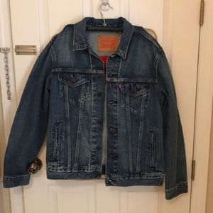 Levi denim jacket size M with red/blue stripe